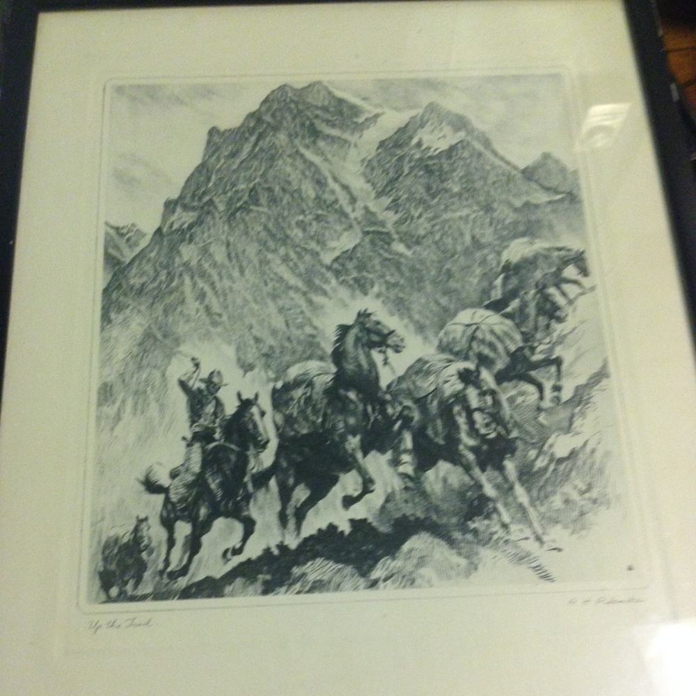 R.H. Palenske "Up The Trail"  etching art